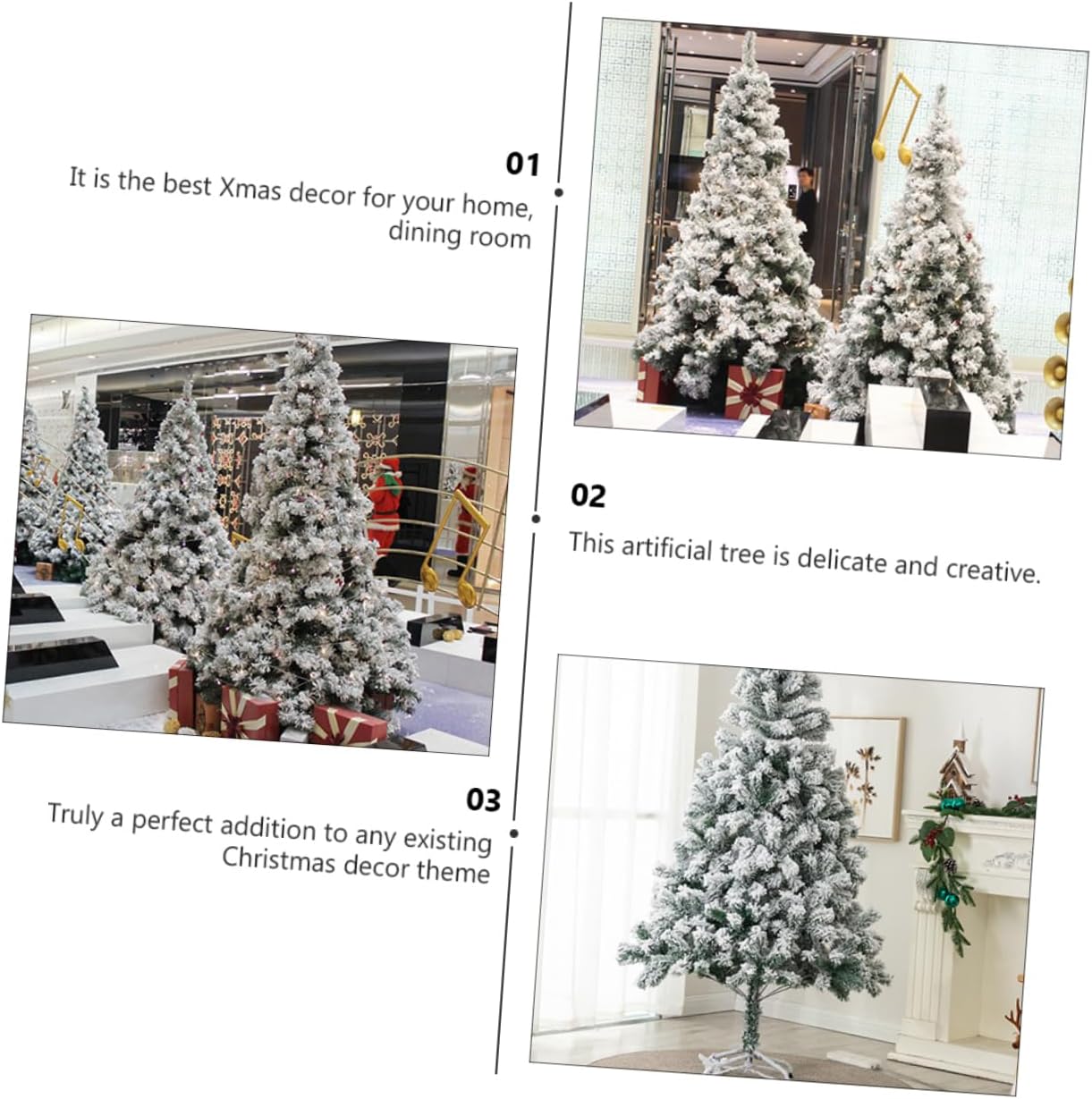 1Pc Snow Flocked Artificial Christmas Tree Ornament White Faux Xmas Tree Decoration for Home Office Party Use Classic Holiday Decor with Dense Snow Tips