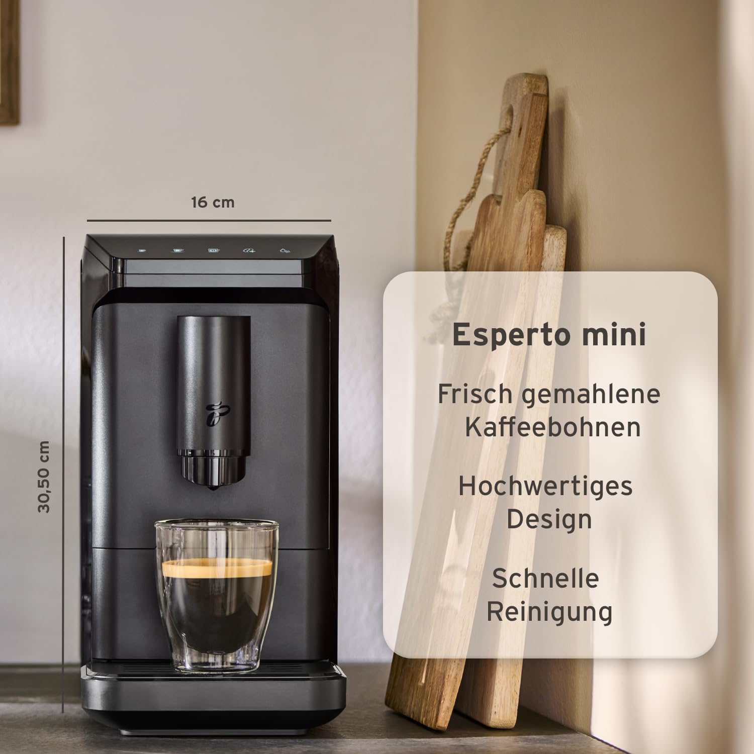 Tchibo Kaffeevollautomat Esperto mini Caffè Crema Espresso 16cm breit Schwarz