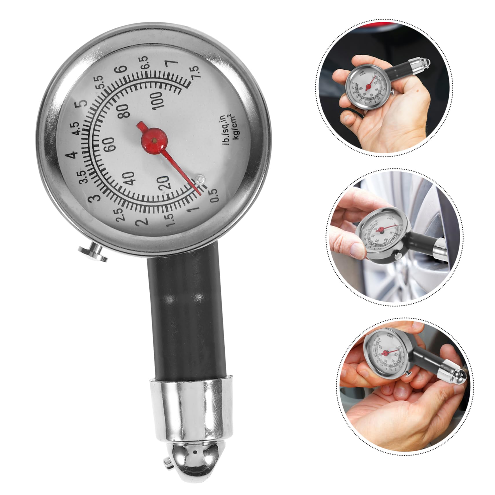 Zerodeko 5 Pezzi Monitoraggio Della Pressione Dei Pneumatici Auto Portatile Controllo Manometro Misura Checker a Pressione Dei Pneumatici Plastica Nero