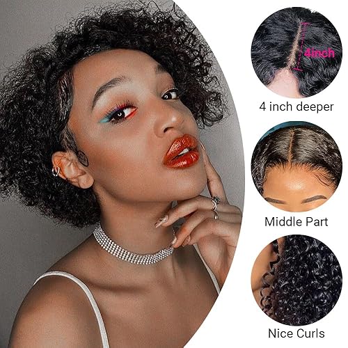 Miniatura 2 de Ali Pearl Peluca de cabello humano ondulado estilo Bob, sin encaje frontal, pelucas de cabello humano brasileño sin pegamento, pelucas de cabello