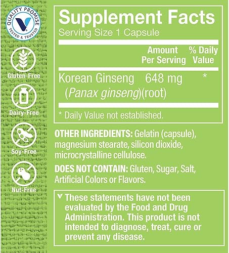 Miniatura 2 de The Vitamin Shoppe Raíz entera de ginseng coreano - Apoya la energía y la vitalidad - 648 mg (60 cápsulas)
