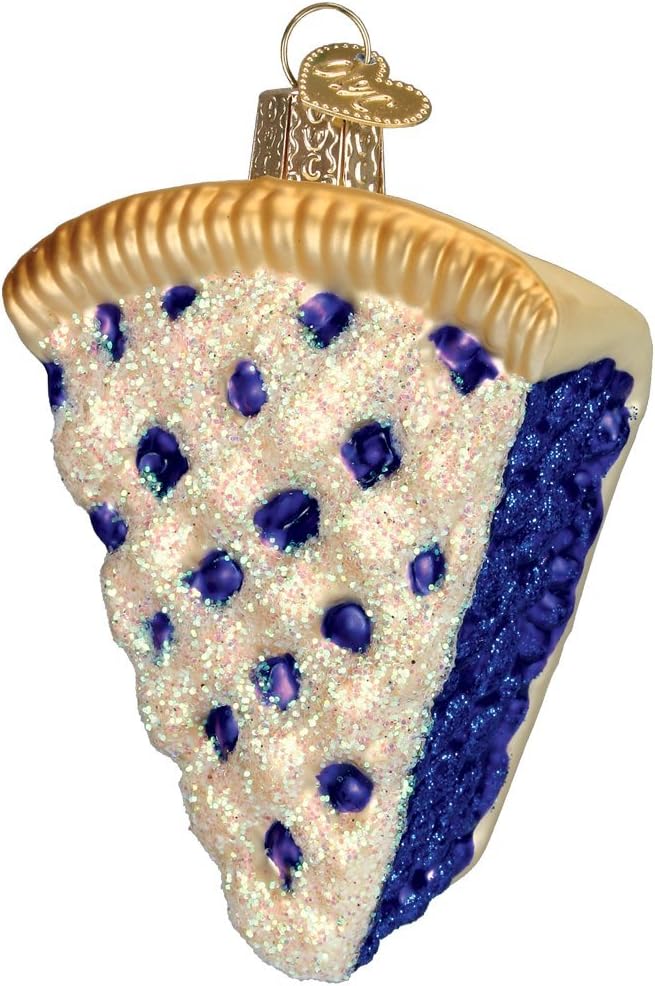 Old World Christmas Blueberry Pie Glass Blown Ornament for Christmas Tree, Handcrafted Holiday Decoration, Dessert Pie Collection