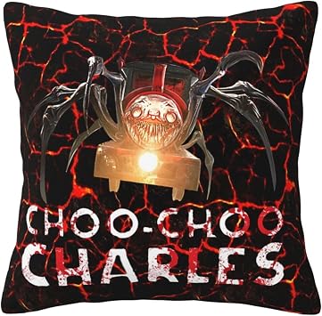 Choo-Choo Charles Throw Pillow Covers 18""X18"" Decorative Soft Pillowcases Home Decor Living Room Cushion Cases for Bed Couch Car, Black