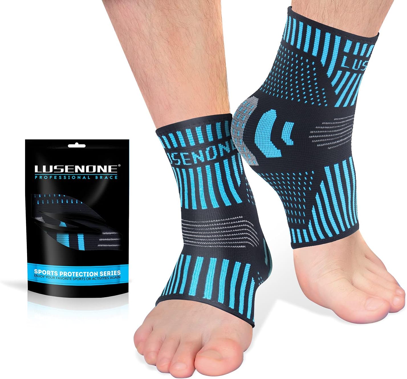 Lusenone Ankle Brace for Women & Men (Pair), Compression Ankle Sleeve