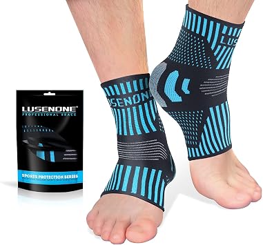 Professional Ankle Support Brace 2 Pack, Breathable Plantar Fasciitis Socks, Anti-Slip Ankle Compression Sleeve Socks for Joint Pain, Ligament Damage, Sprained Ankle, Achilles Tendonitis,Sports