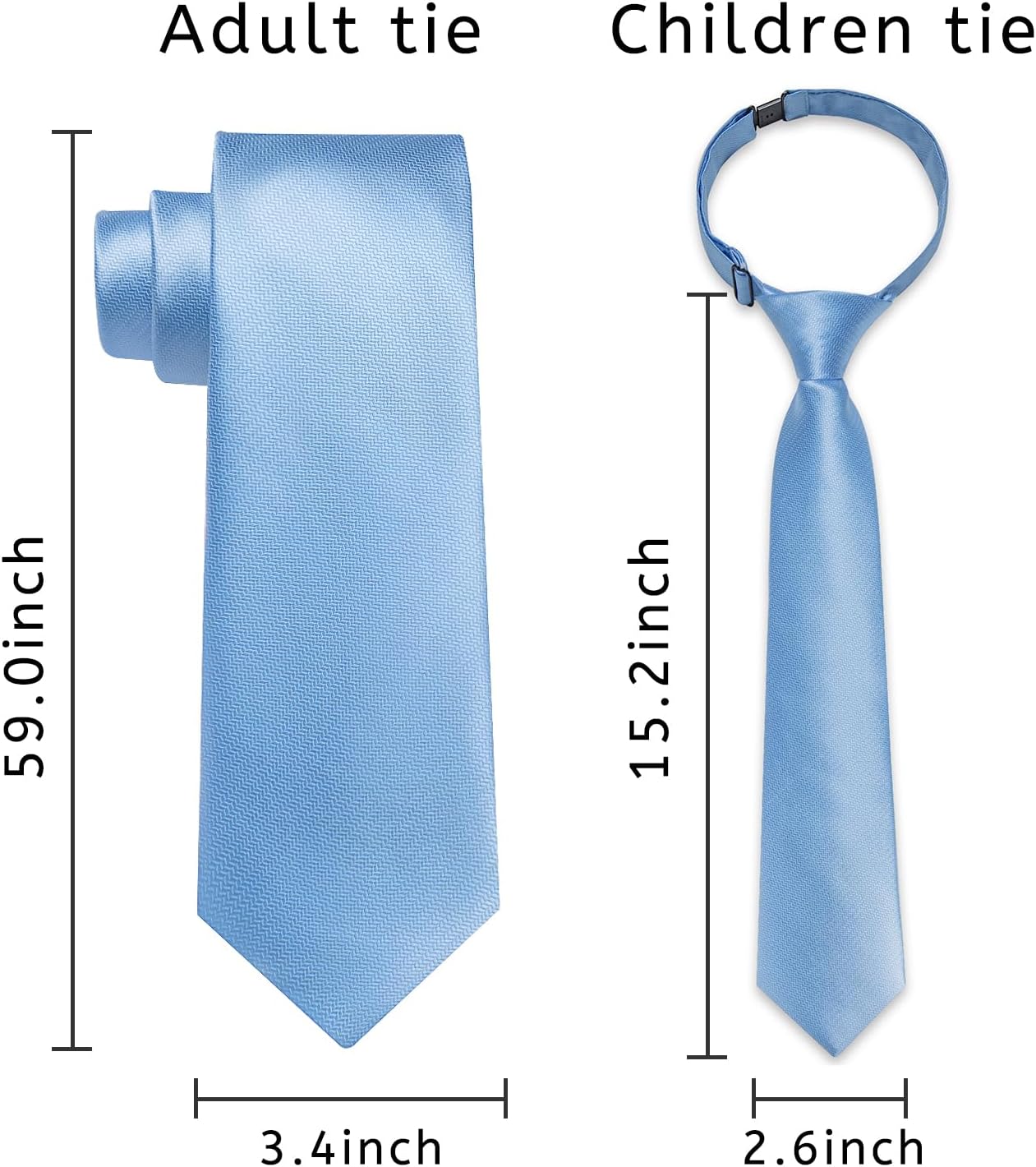 DiBanGu 2PCS Set for Father and Son Tie Silk Mens and Boys Adjustable Necktie & Pocket Square Cufflinks Kids Pre-tied Necktie - Image 5