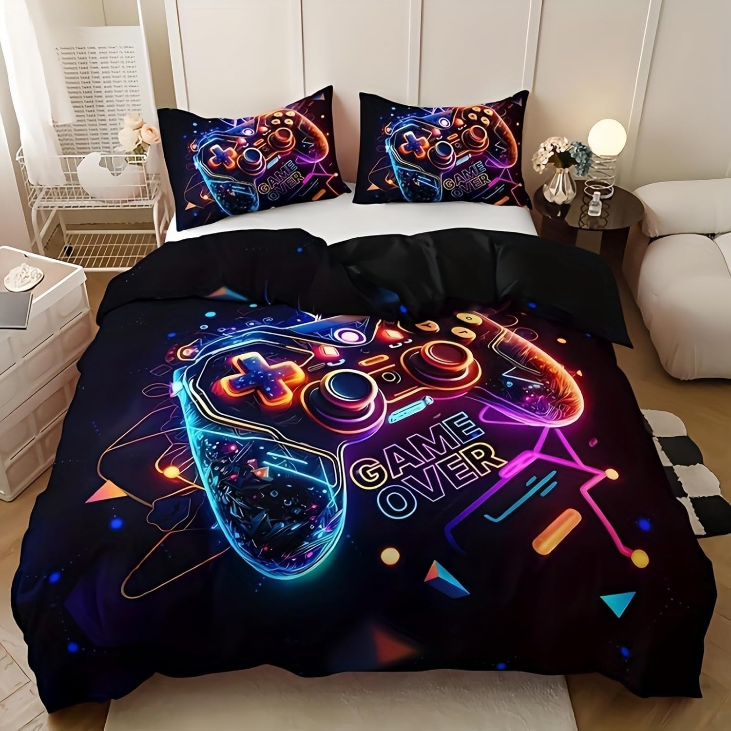 Parure de lit esport 140x200 cm avec housse de couette en microfibre et 2 taies