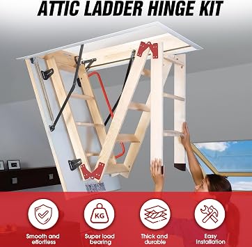 Attic Ladder Hinge for Attic Ladder Pull Down System,Hinges Attachment Accessories Herringbone Ladder Tie Rod (Red, Big)