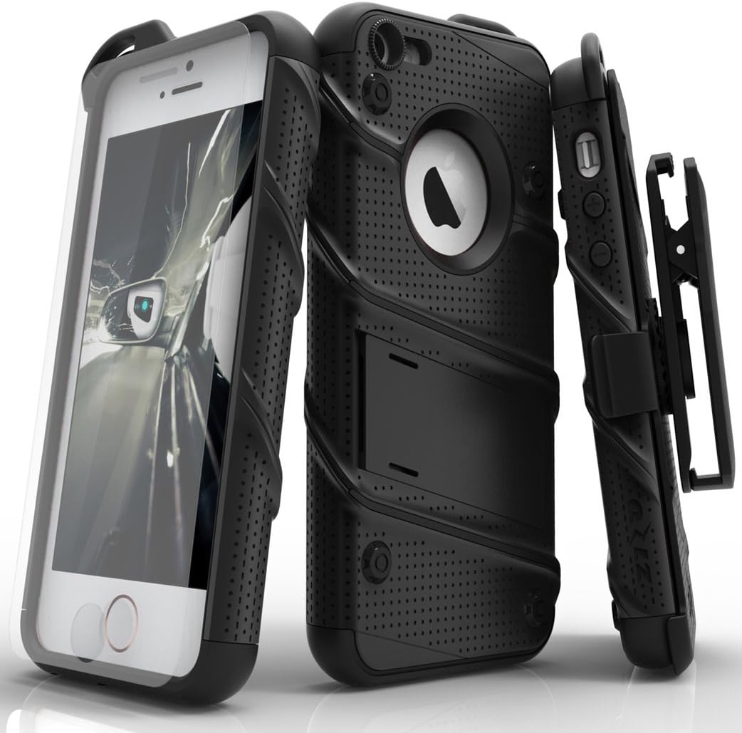 Zizo Military Grade Drop Tested Bolt Series iPhone SE Case for iPhone 5s / SE / 5c with iPhone SE Screen Protector, Kickstand, and Holster Belt Clip