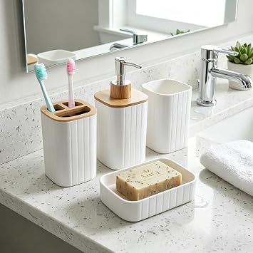 6PCS Bathroom Accessory Set, White