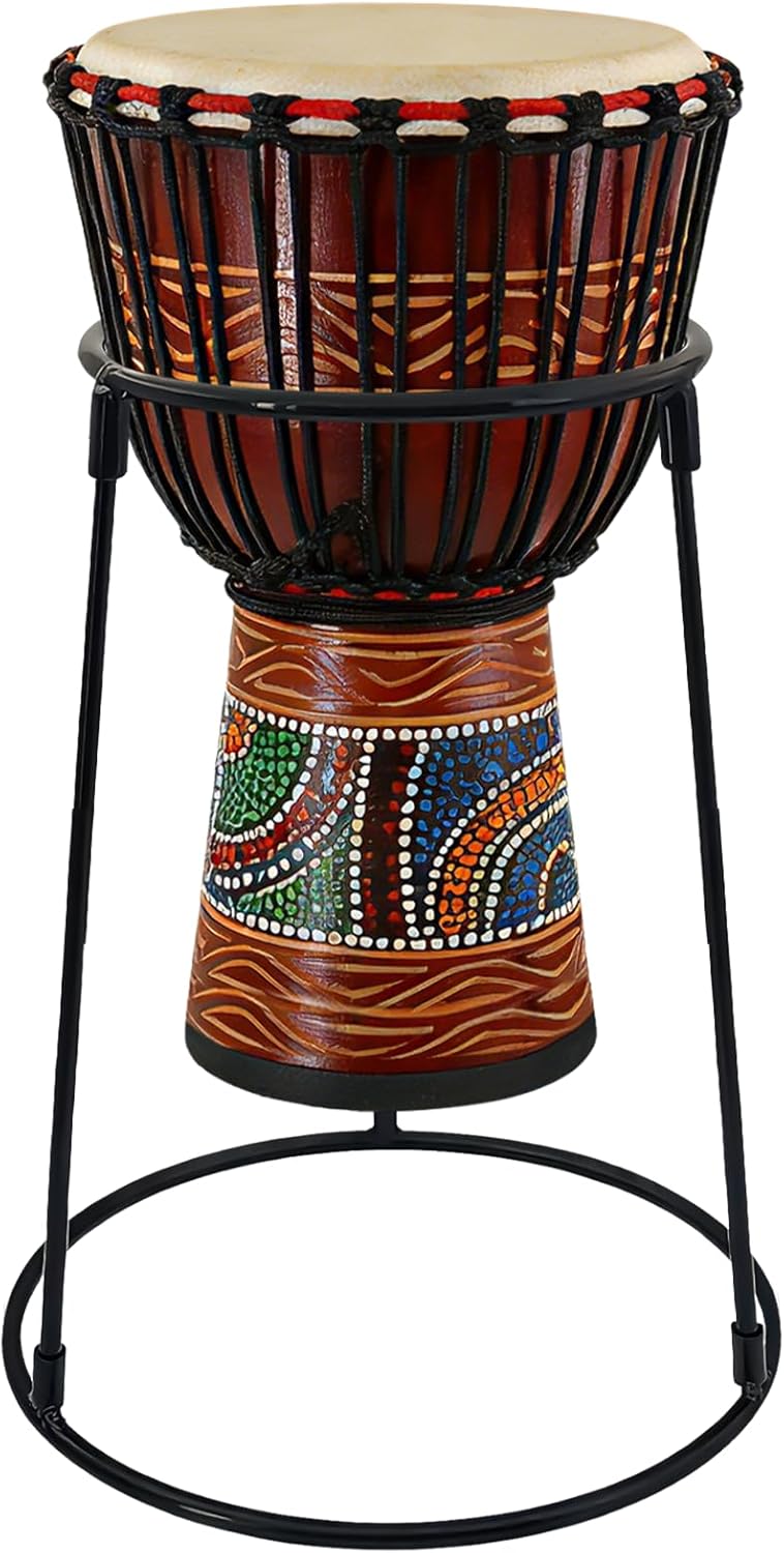 Portable Djembe Floor Stand – Lightweight Carbon-Steel Support for 8.5"–12" Drums, Stable Travel-Ready Percussion Rack for Adults and Beginners