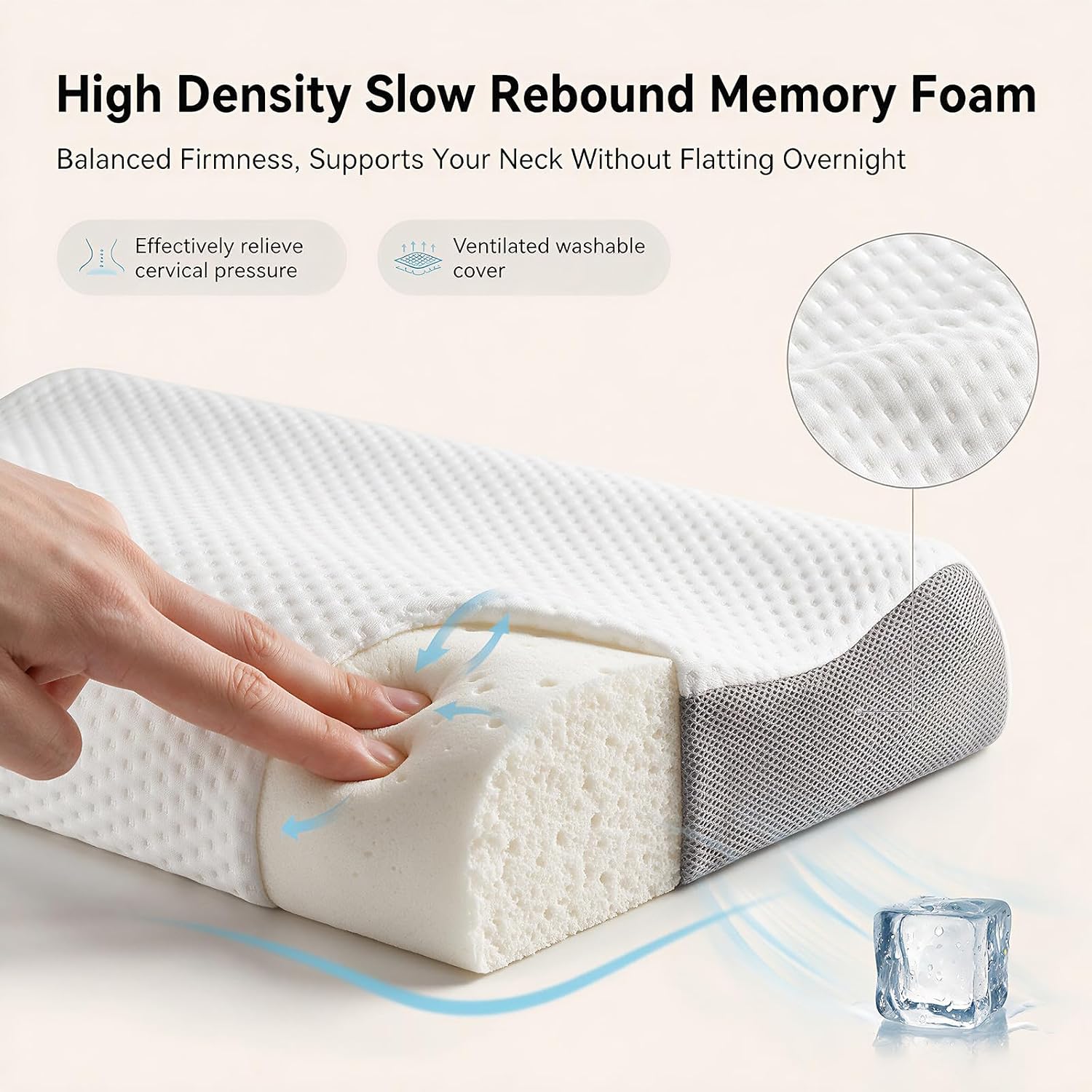 Cervical Neck Pillow for Sleeping - Contour Memory Foam Pillow