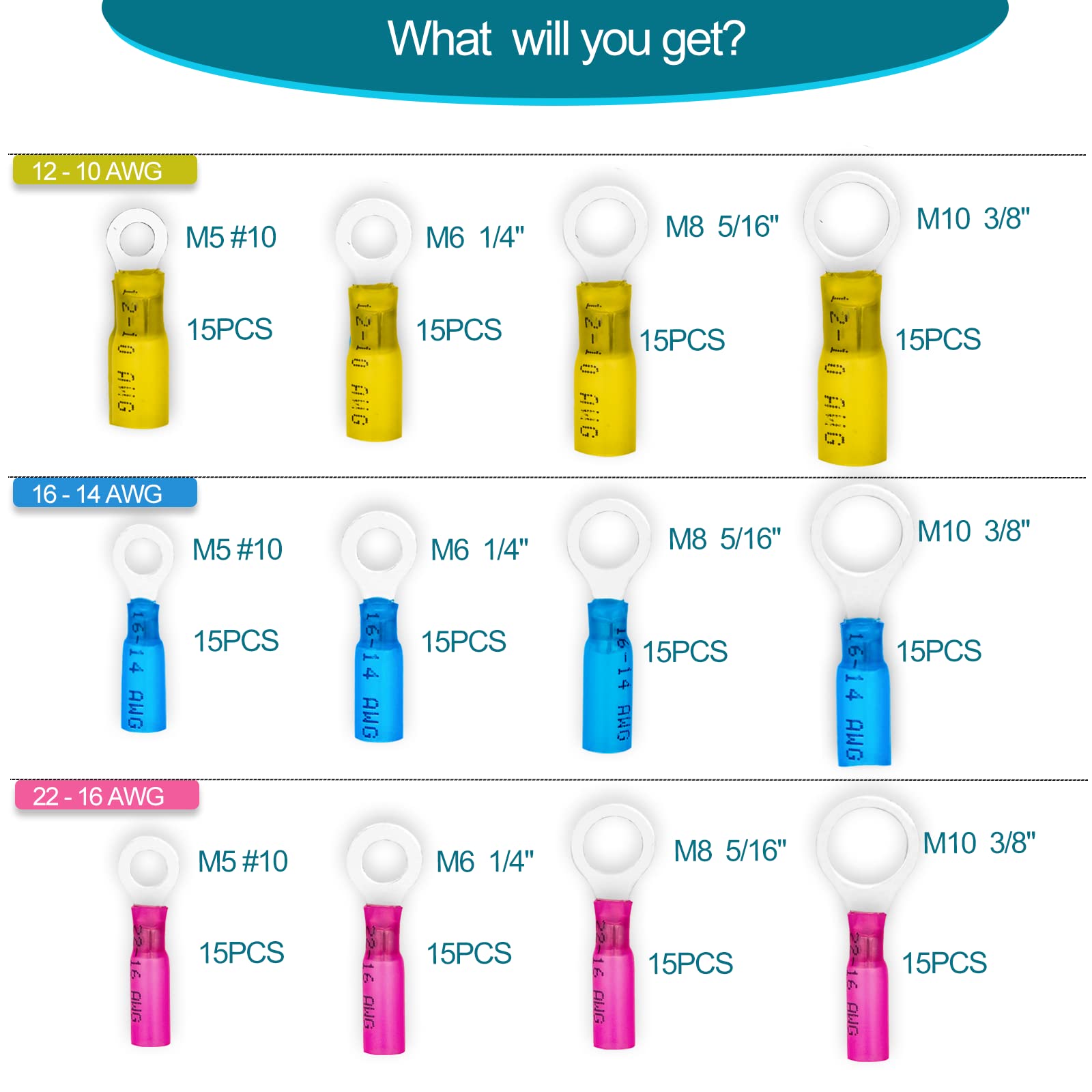 Snapklik.com : 180 PCS Heat Shrink Wire Connectors, Ring Terminals Kits ...