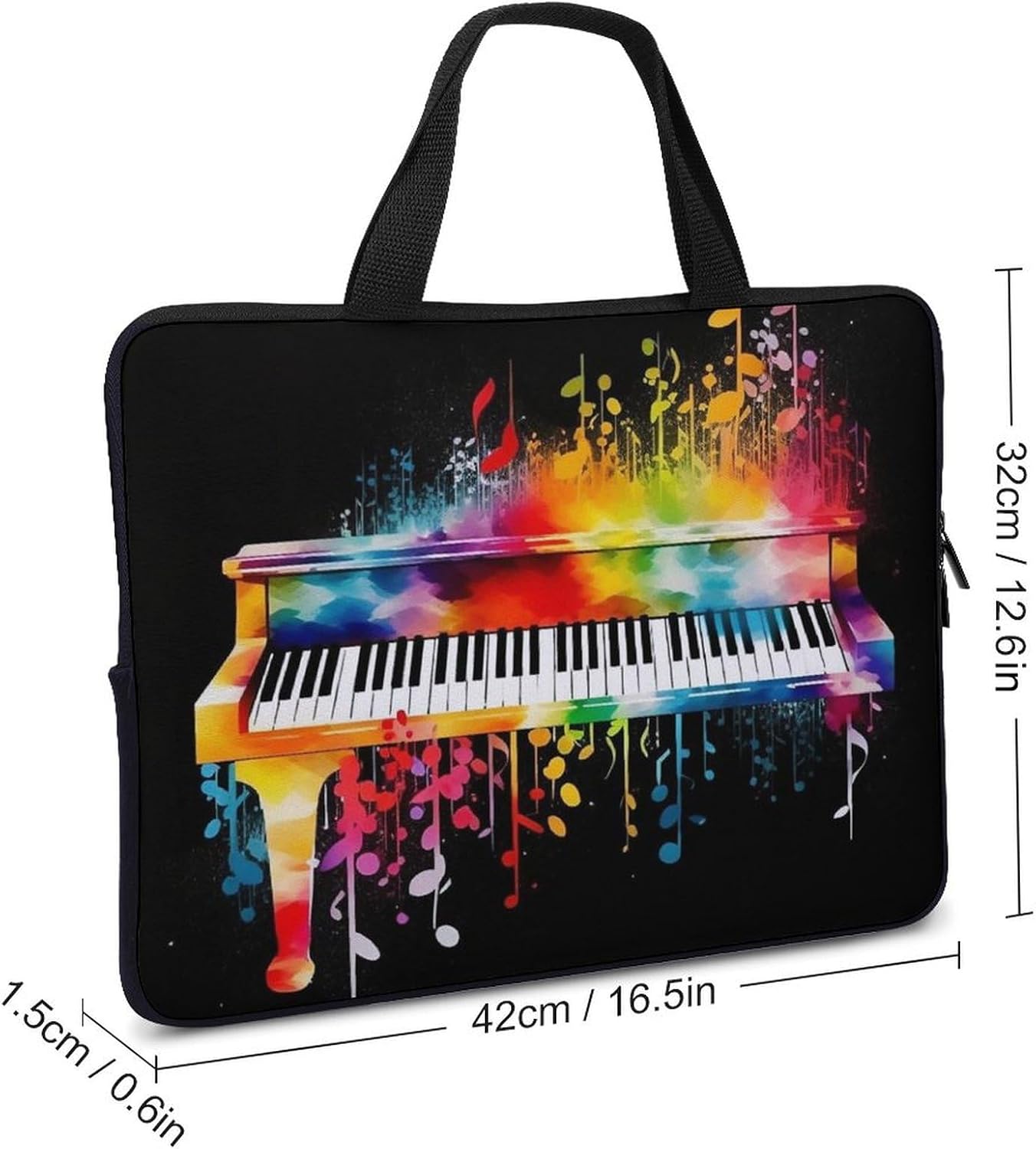 Colorful Piano Keyboard Music Laptop Bag Durable Laptop Sleeve Water-Resistant Notebook Bag for Computer Or Tablet image 2