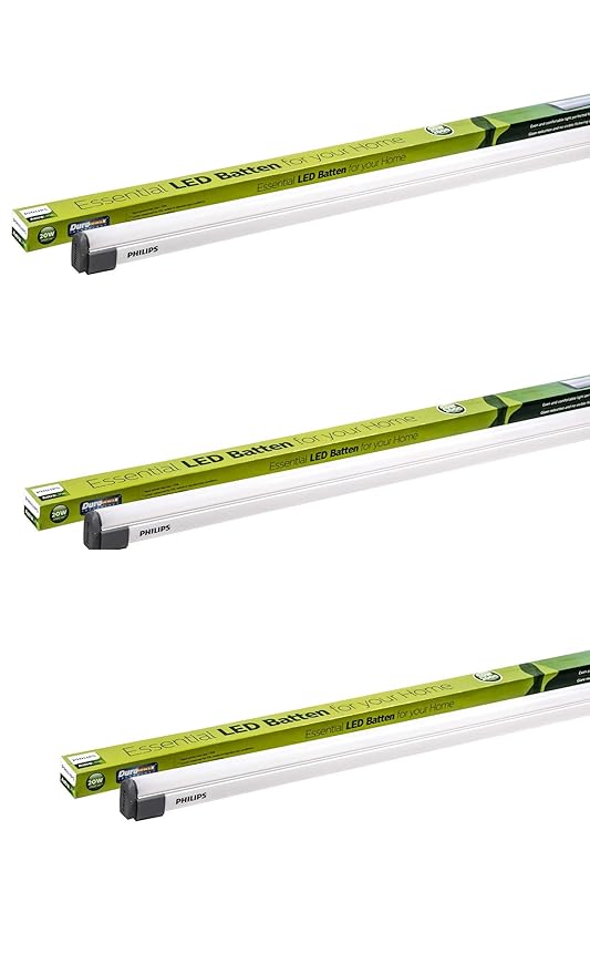 Philips Astra Line 20-Watt 4-Feet LED Tubelight Batten (Cool White, Pack of 3)