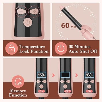 MiroPure Self Rotating Curling Iron, 1 Inch Ionic Hair Curler, Automatic Curling Wand with Longer Barrel for Waves and Curls, Unique Button to Enable/Distable Rotation