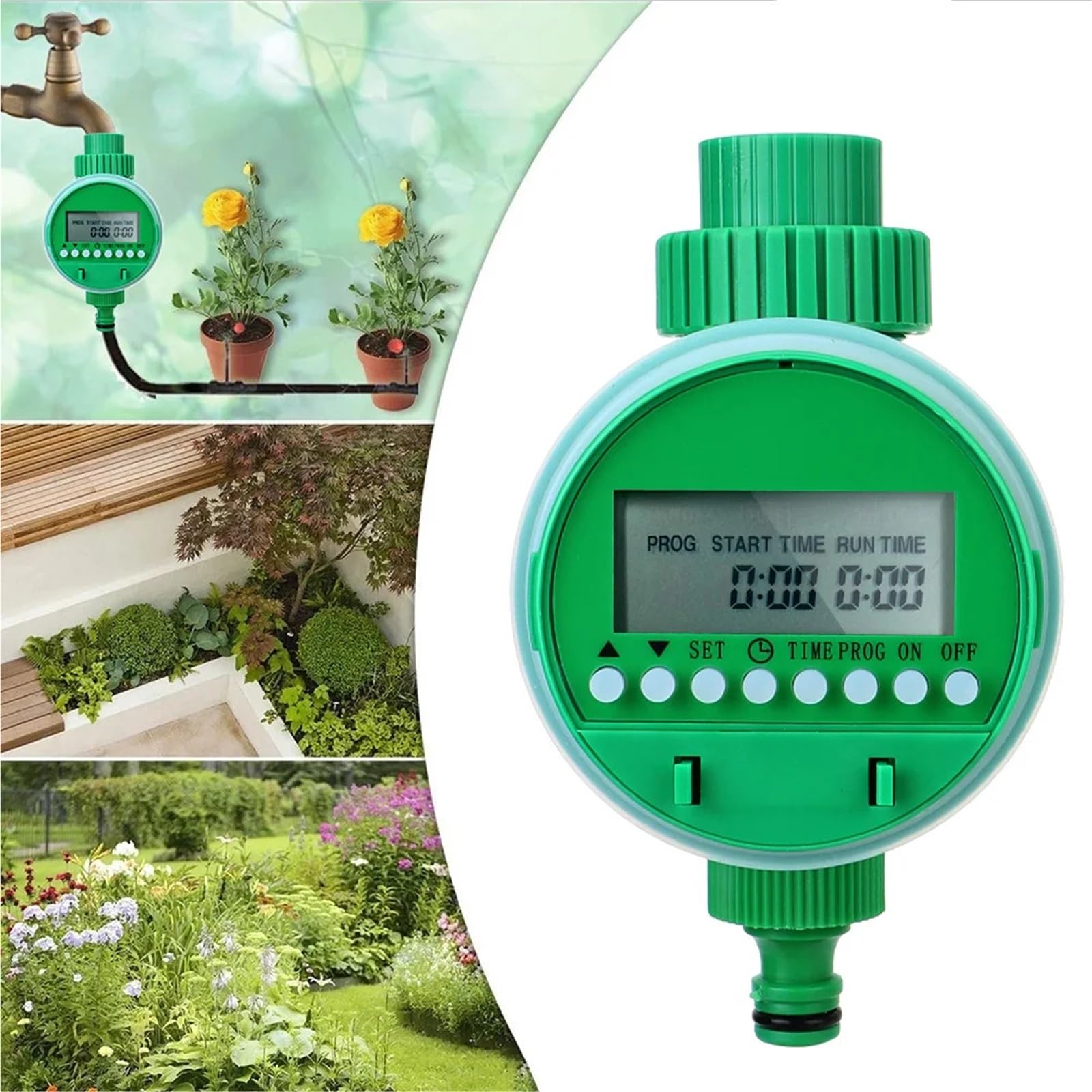 Timer nawadniania, Automatyczny sterownik nawadniania z wyświetlaczem LCD, inteligentnym zegarem nawadniania ogrodu, zaworem sterującym nawadnianiem, elektronicznym urządzeniem