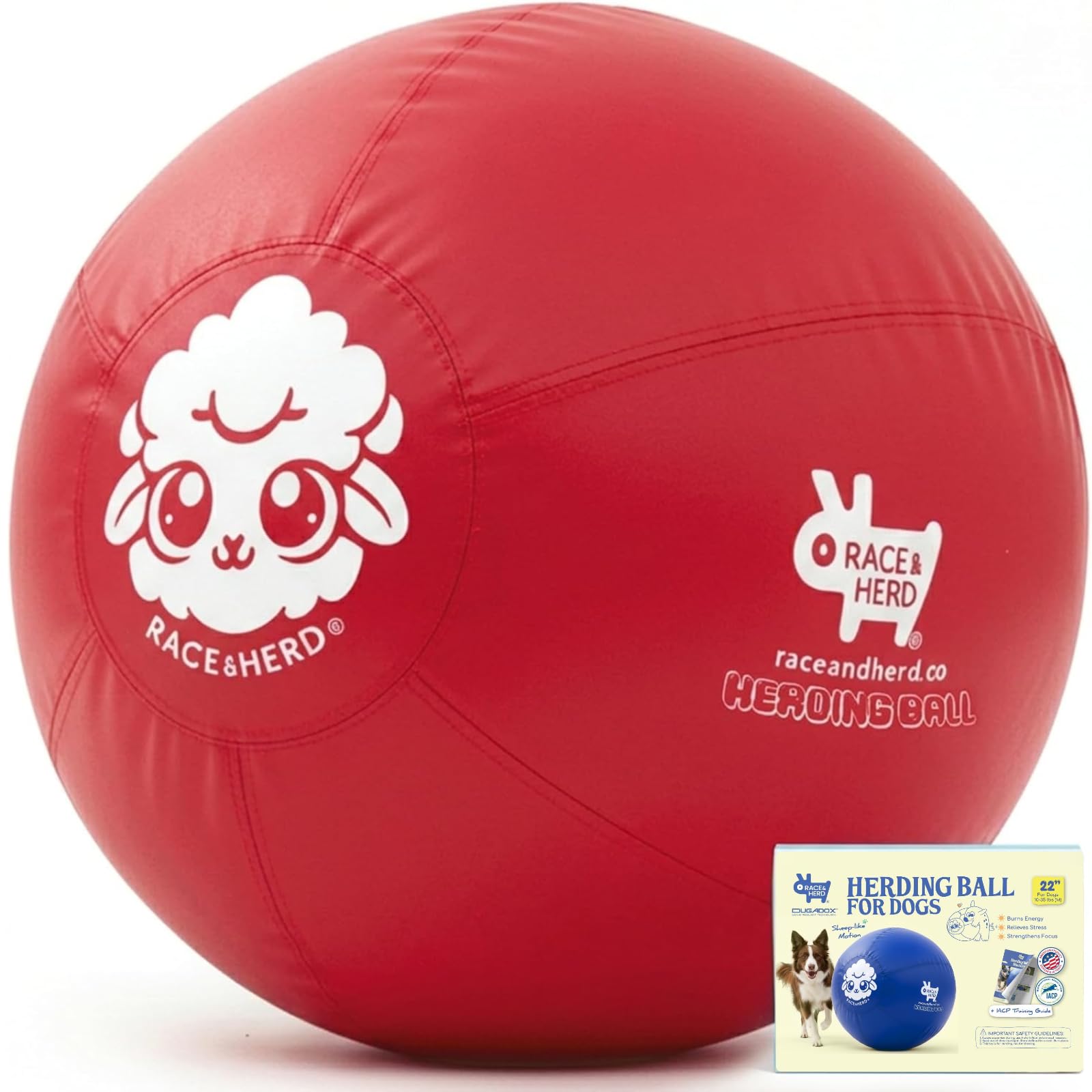 Race&Herd Balle de troupeau originale de 55,9 cm pour chiens — Balles pour | Balle de troupeau moyenne pour berger australien, Border Collie, Corgi et Blue Heeler, exercice en plein air instinct