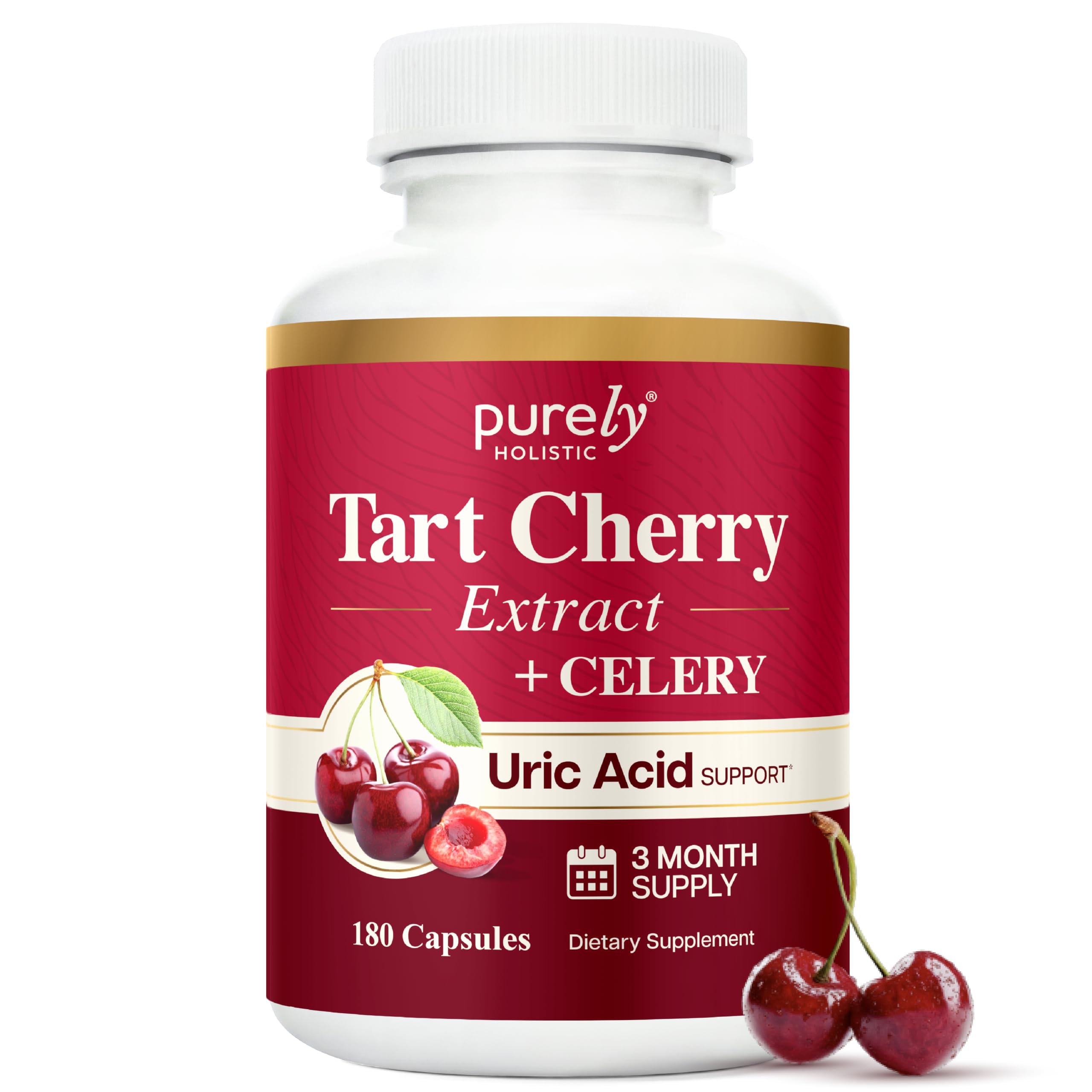 Tart Cherry Capsules with Celery Seed, Uric Acid Support, 3 Month Supply