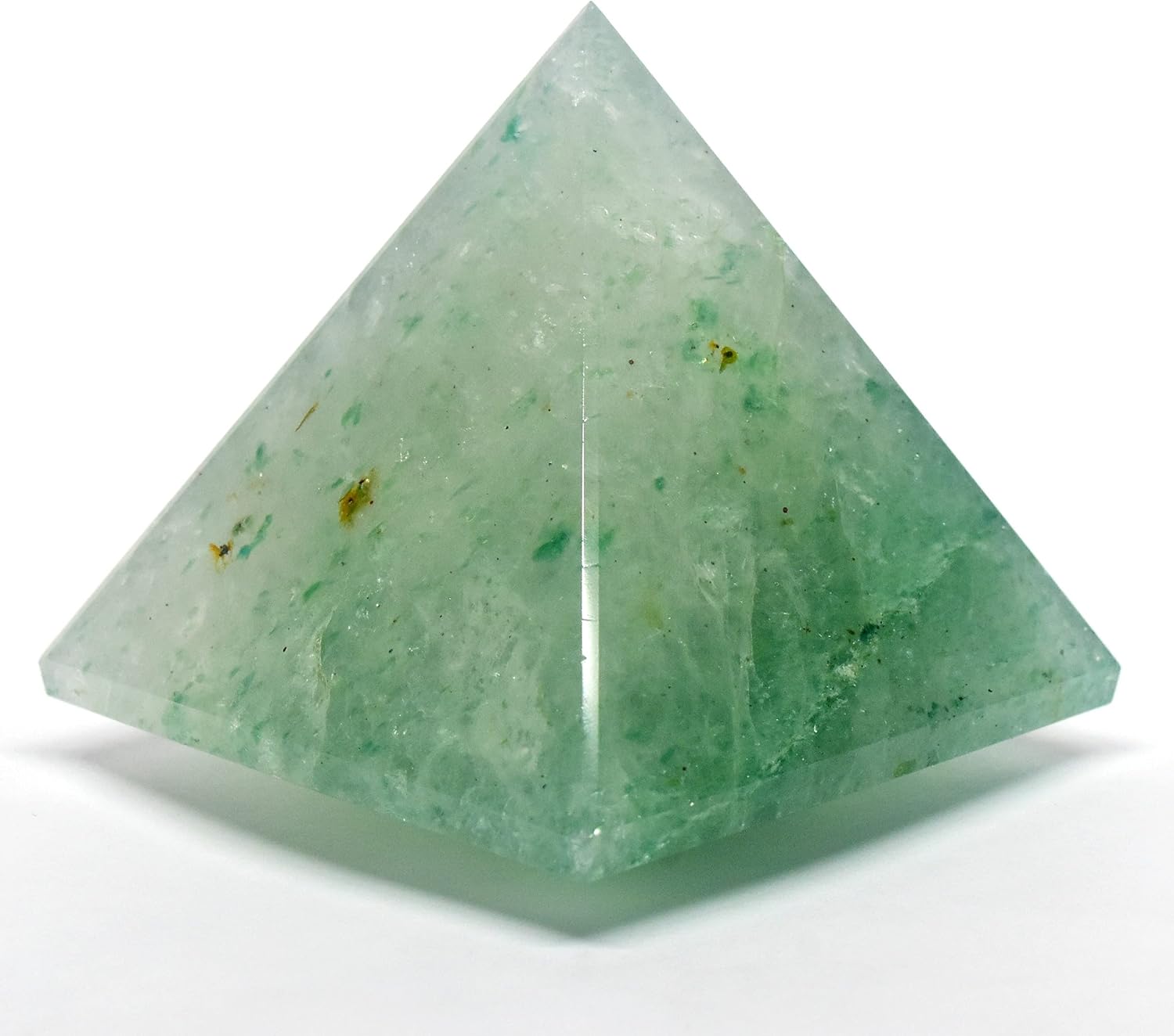 2.3" Green Vesuvianite Pyramid Natural Translucent Crystal Sparkling Idocrase Mineral Polished Gemstone - India + One Polished Clear Quartz Cabochon