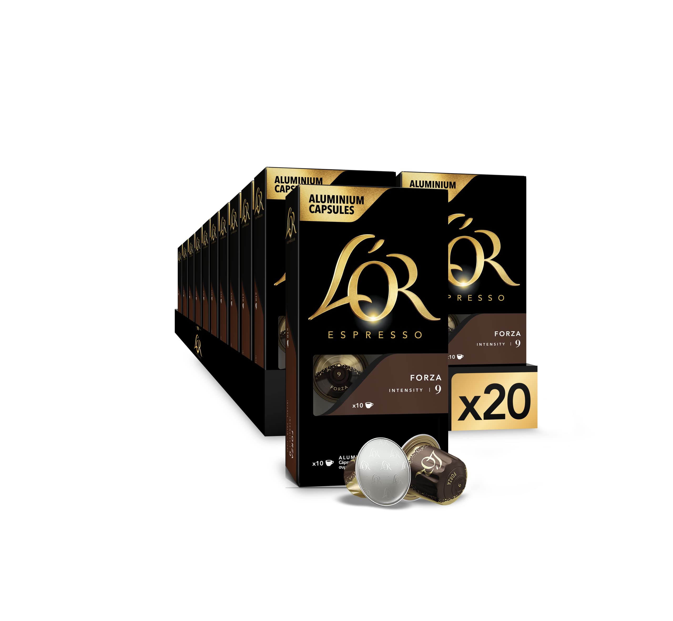 L'OR Cápsulas de Café Splendente e Forza | Intensidad 7 y 9 | 200 Cápsulas Compatibles Nespresso (R)*
