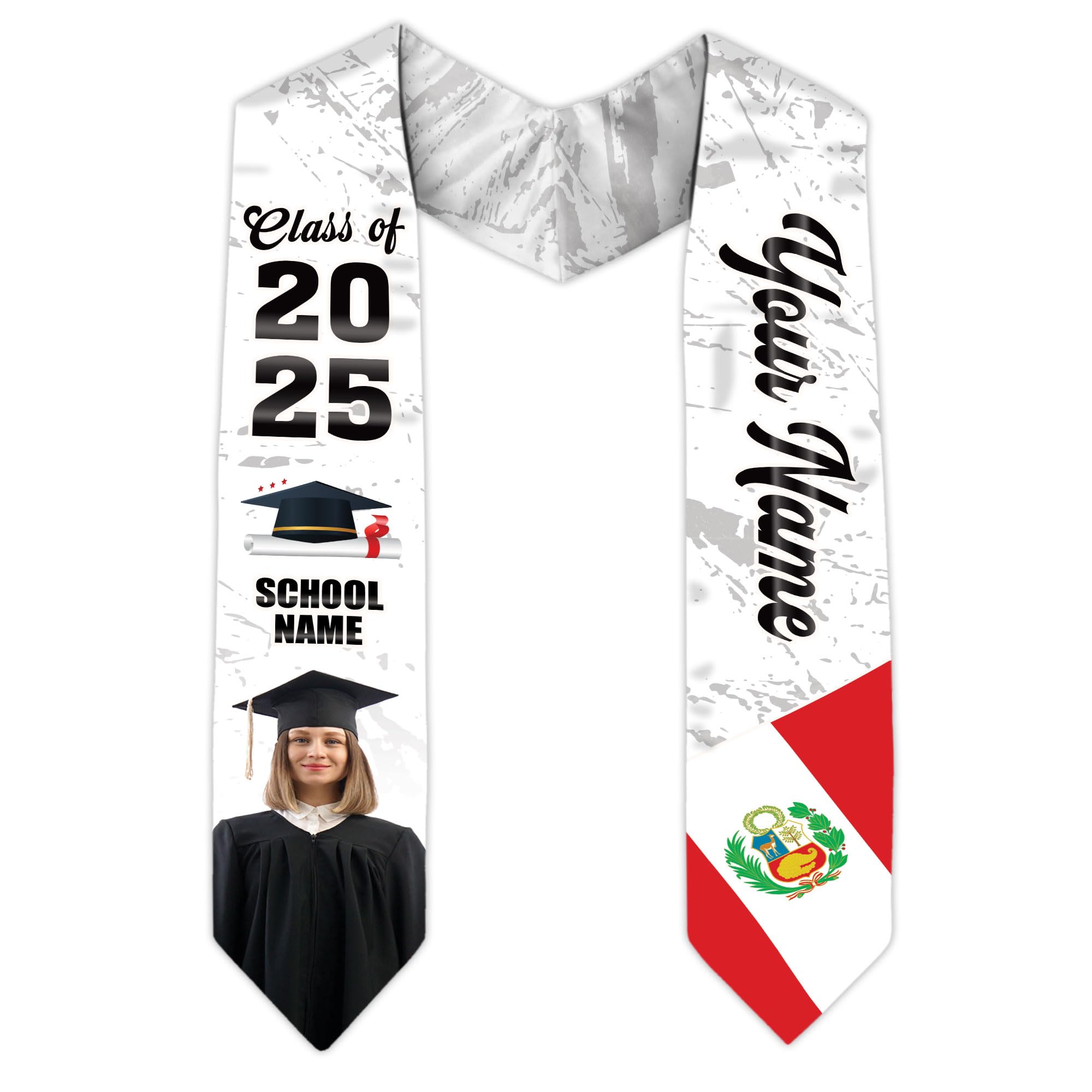 MonkeyVan Peruvians Graduation Sash, Peru Graduation Stole Custom Personalized Peruvians American Flag Graduation Sash 2025 Style 20