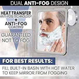 MIRRORVANA Fogless Shower Mirror for Shaving with Upgraded Suction, Dual Anti Fog Design, Shatterproof Surface & 360 Swivel, 8 x 7 Chrome