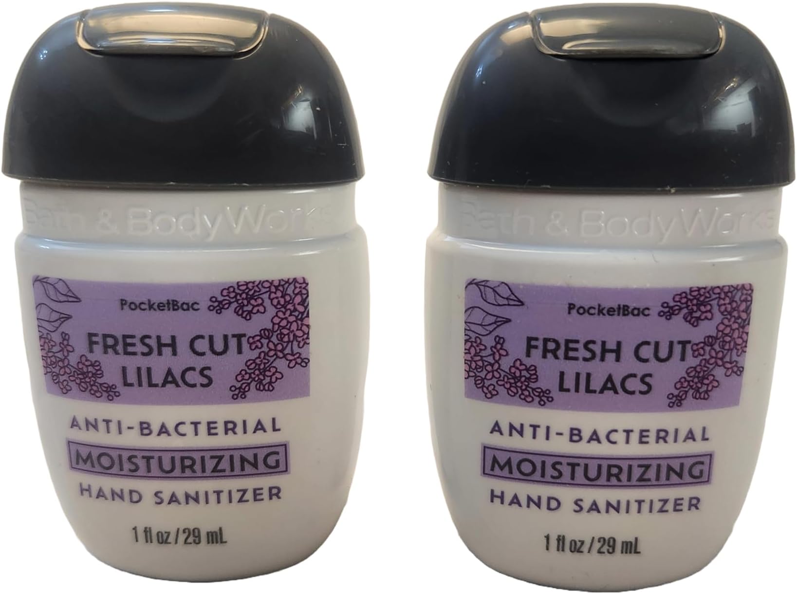 Bath and Body Care - Travel Size Sanitizer - 2 piece Bundle Set Hand Gel - 1 Fl Oz each - Label Artwork Varies (MOISTURIZING FRESH CUT LILACS)