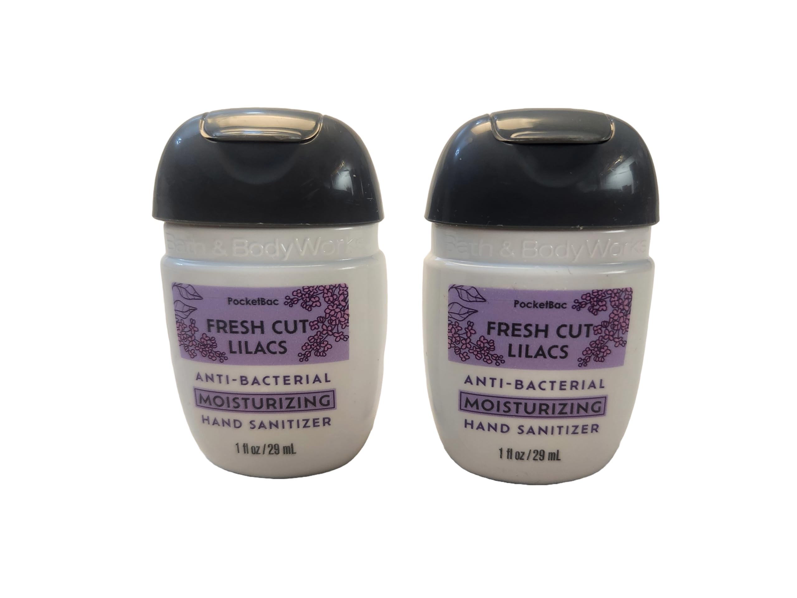 Bath and Body Care - Travel Size Sanitizer - 2 piece Bundle Set Hand Gel - 1 Fl Oz each - Label Artwork Varies (MOISTURIZING FRESH CUT LILACS)