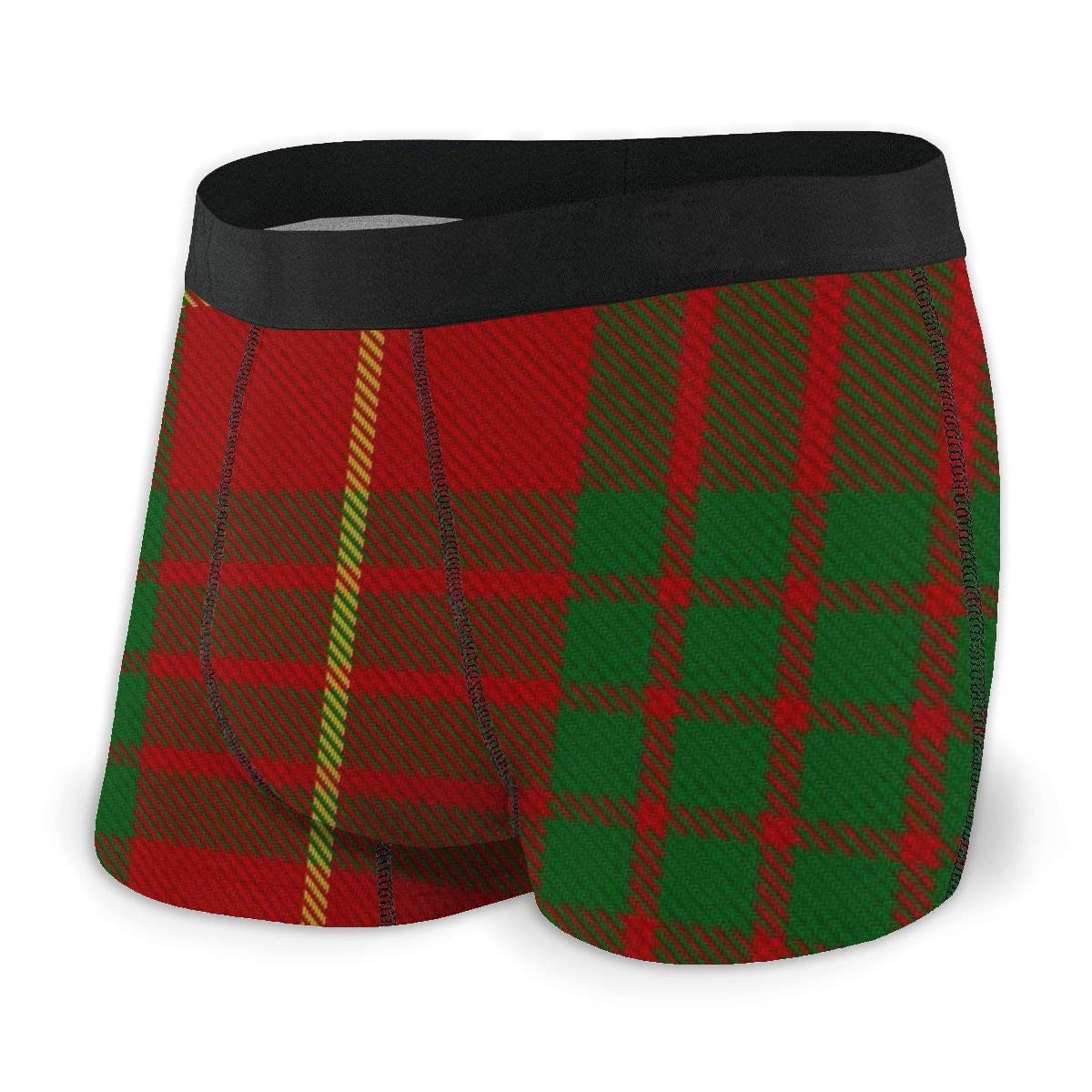 DJNGN Men's Boxer Brief Cameron Scottish Tartan Plaid Fly Front with Pouch Underwear