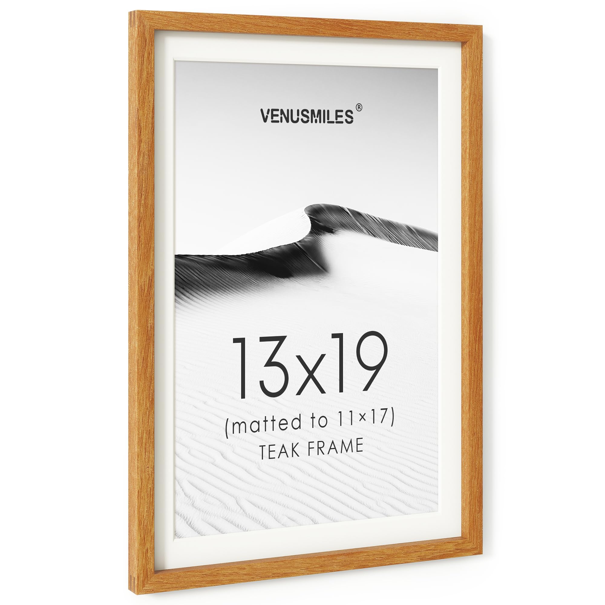 13x19 Picture Frame, USA-Sourced Natural Teak Wood Photo Collage Frame