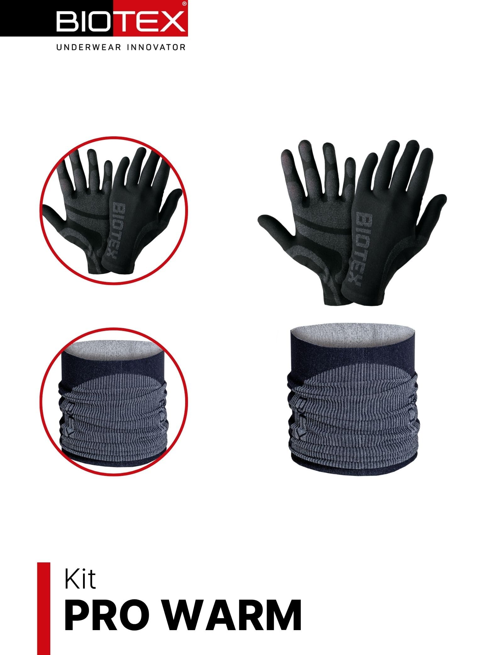 BIOTEX Scaldacollo Limitless e Sottoguanto Unisex Termico Traspirante, Protezione Freddo per Sci, Ciclismo, Running e Sport Outdoor