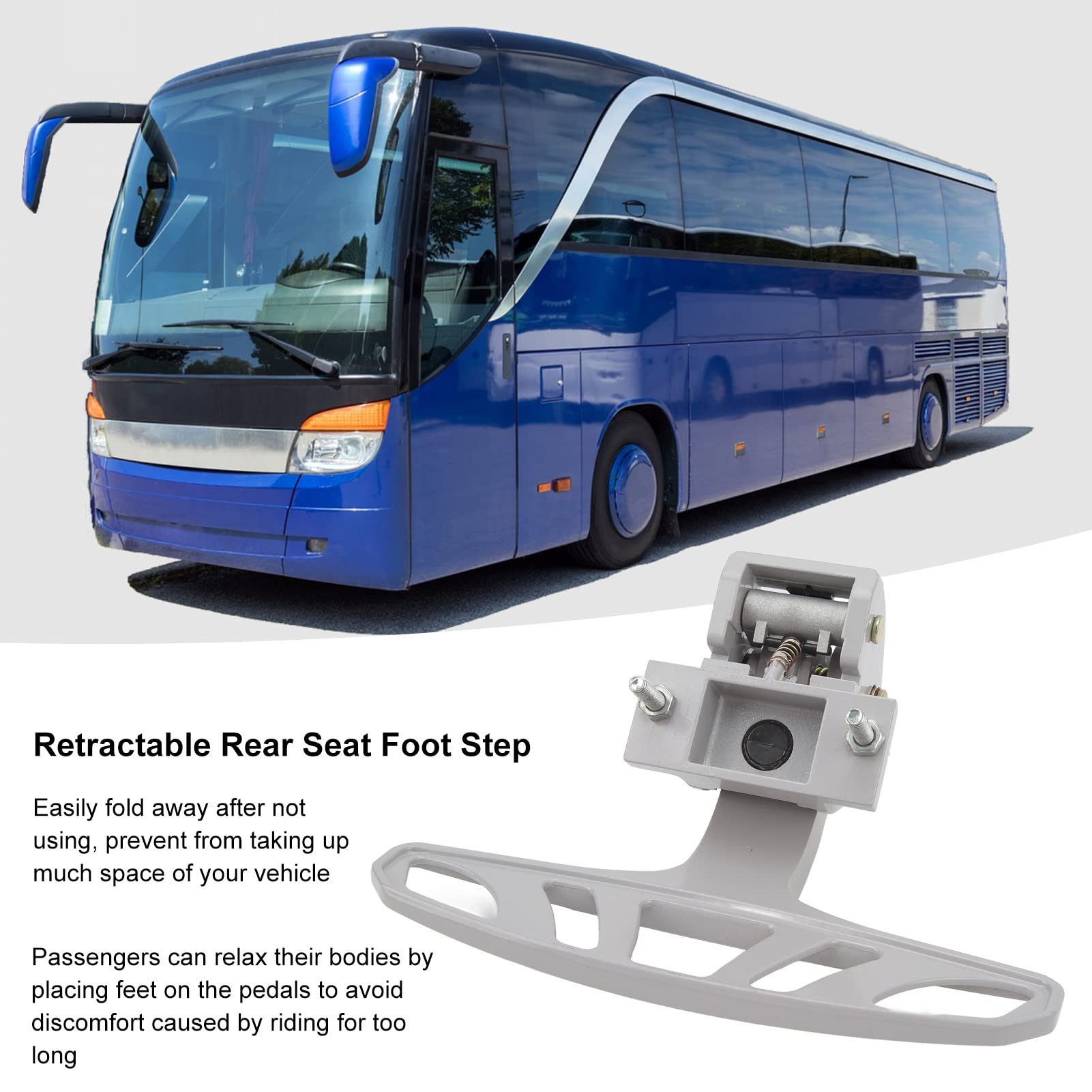 Versenkbare Rücksitz-Fußstütze, automatischer Rückstoß Edelstahl Sitzrücken Fußstütze Pedal hoher Komfort RV Rücksitz Fußstütze für Busse, Wohnmobile