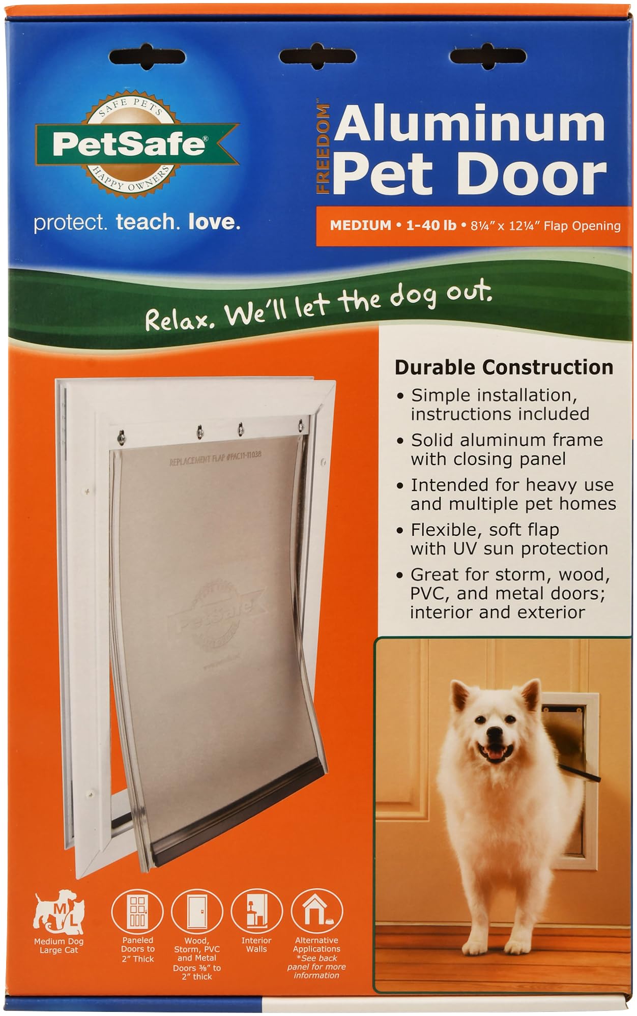 PetSafe Medium Freedom Aluminum Pet Door, Premium White