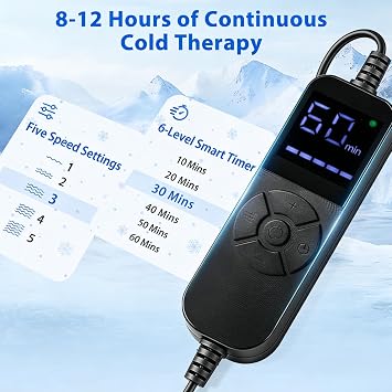 Cryo Cuff Knee, Cold Therapy Machine with 5 Speed Setting and 6 Level Smart Timer, 15L Ice Machine for Knee Surgery, Ankle and Shoulder Pain Relief, Universal Cold Packs System
