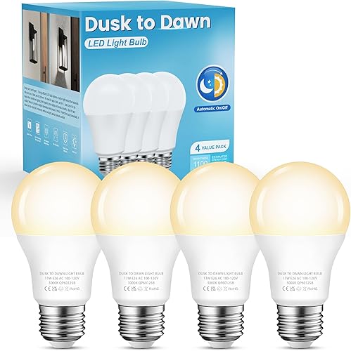 Miniatura 9 de Aovpex Bombillas LED del anochecer al amanecer para exteriores, 13 W ultra brillantes (equivalente a 100 W), bombilla blanca suave de 2700 Kelvin,
