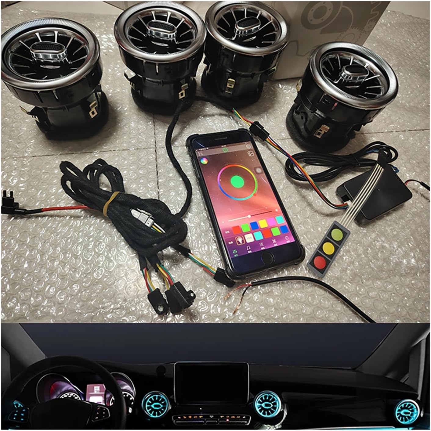 Car Front Dashboard Air Condition Vent Outlet Turbo Interior Fit For Benz V Class EQV Vito Viano Valente Metris W447