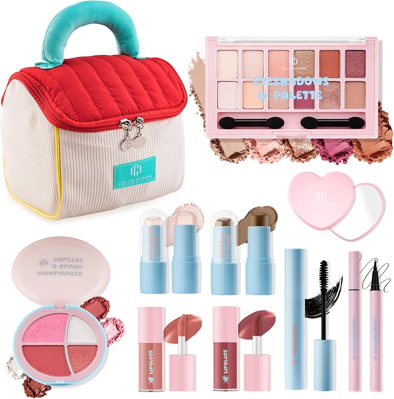 Makeup Kit for Teens Girls, Makeup Sets for Beginners | Ideal Makeup Gift Set for Birthdays & Festivals, Includes Eyeshadow Liquid Eyeliner Mascara Blush Lip Gloss Mirror