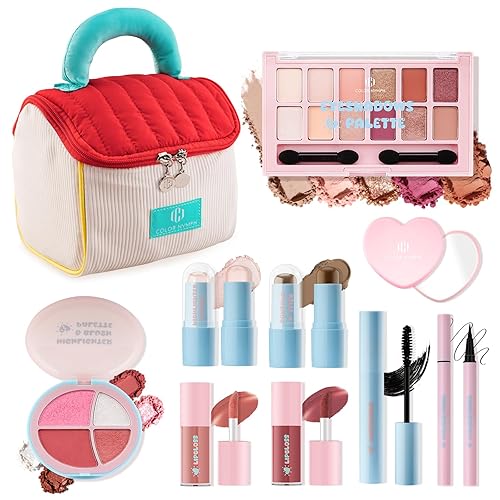 Miniatura 9 de Color Nymph Juego de maquillaje para niñas y mujeres adolescentes con bolsa de mano Cutie Pie, juego completo de maquillaje para mujeres con sombra