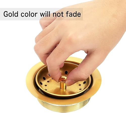 Miniatura 2 de Tapón de colador dorado para fregadero,Tapón de fregadero de acero inoxidable,Tapón de cesta de repuesto para fregadero de cocina dorado