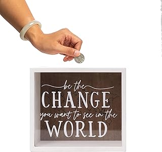 Defined Deco Wood Shadow Box Money Bank Wooden Shadow Box Display Case Piggy Bank for Adults with Wood Sign Set of 2