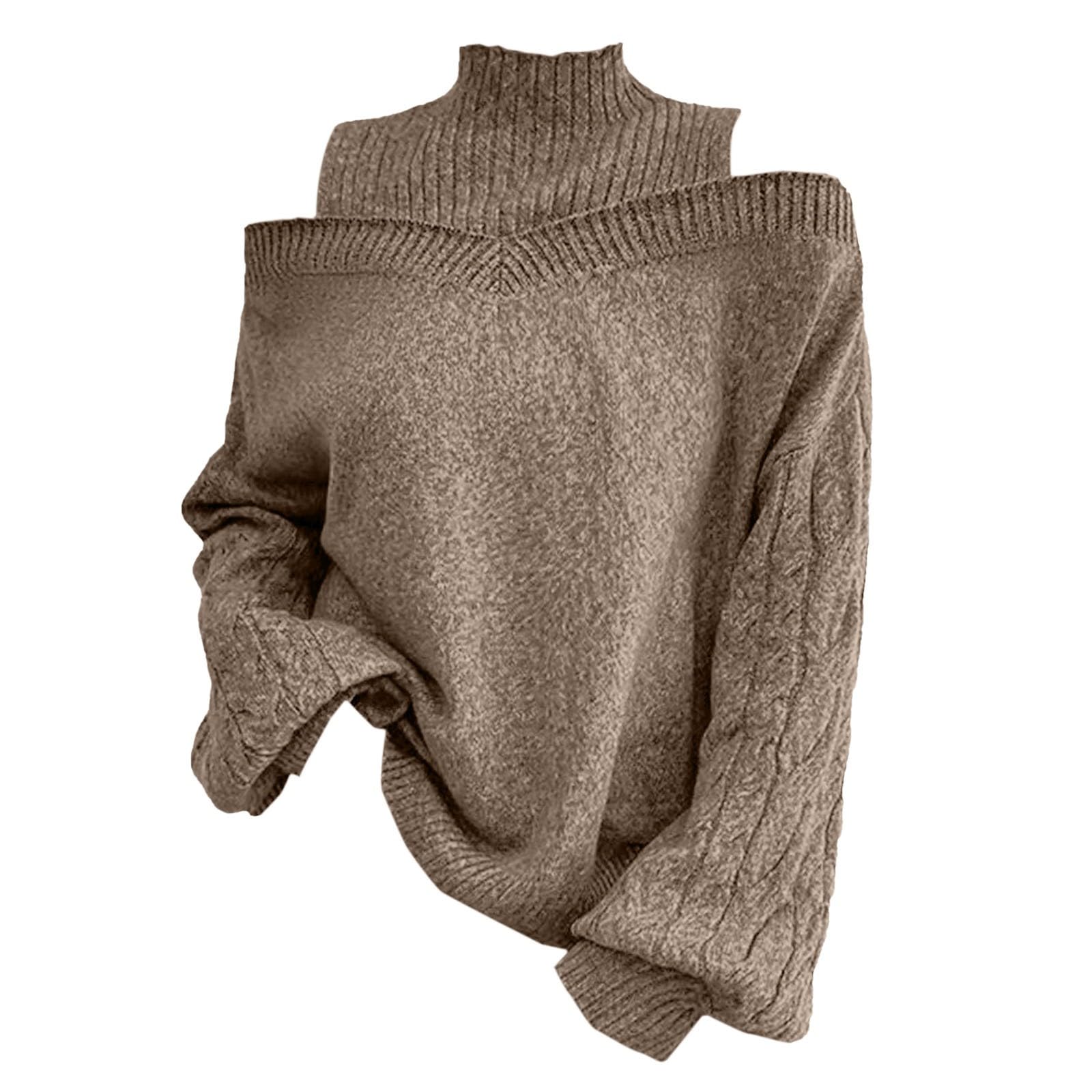 2025 Mock Neck swetry dla kobiet golf topy damskie 2025 sweter z odkrytymi ramionami pulower półgolf rękaw osiem luźne do treningu wewnątrz na zewnątrz podstawowa koszulka prezenty świąteczne