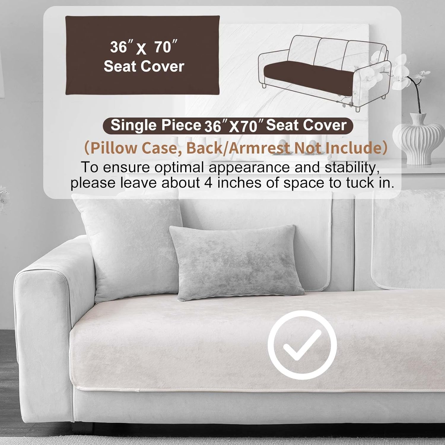 Easy Clean Couch Cover for Dogs,Non Slip Sofa Covers Washable for 3 Cushion Couch Sofa Sectional Sofa Slipcover, Furniture Protector (1 PCS 36"x70" White)