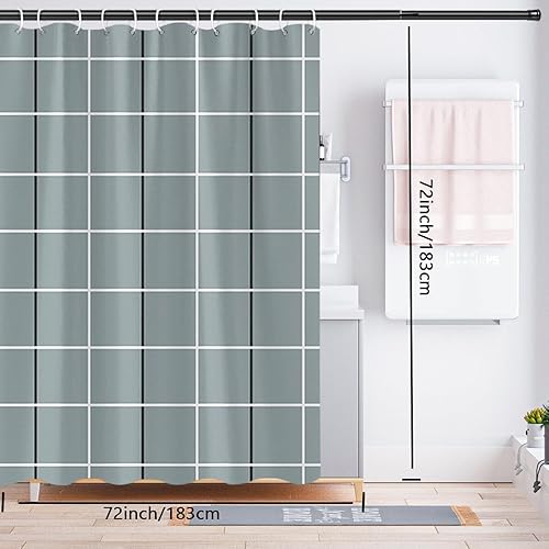 Miniatura 220 de Cortina de ducha de tela blanca con contrapeso inferior, calidad de hotel impermeable, 72 x 72 pulgadas, lavable a máquina B-blanco,Beige
