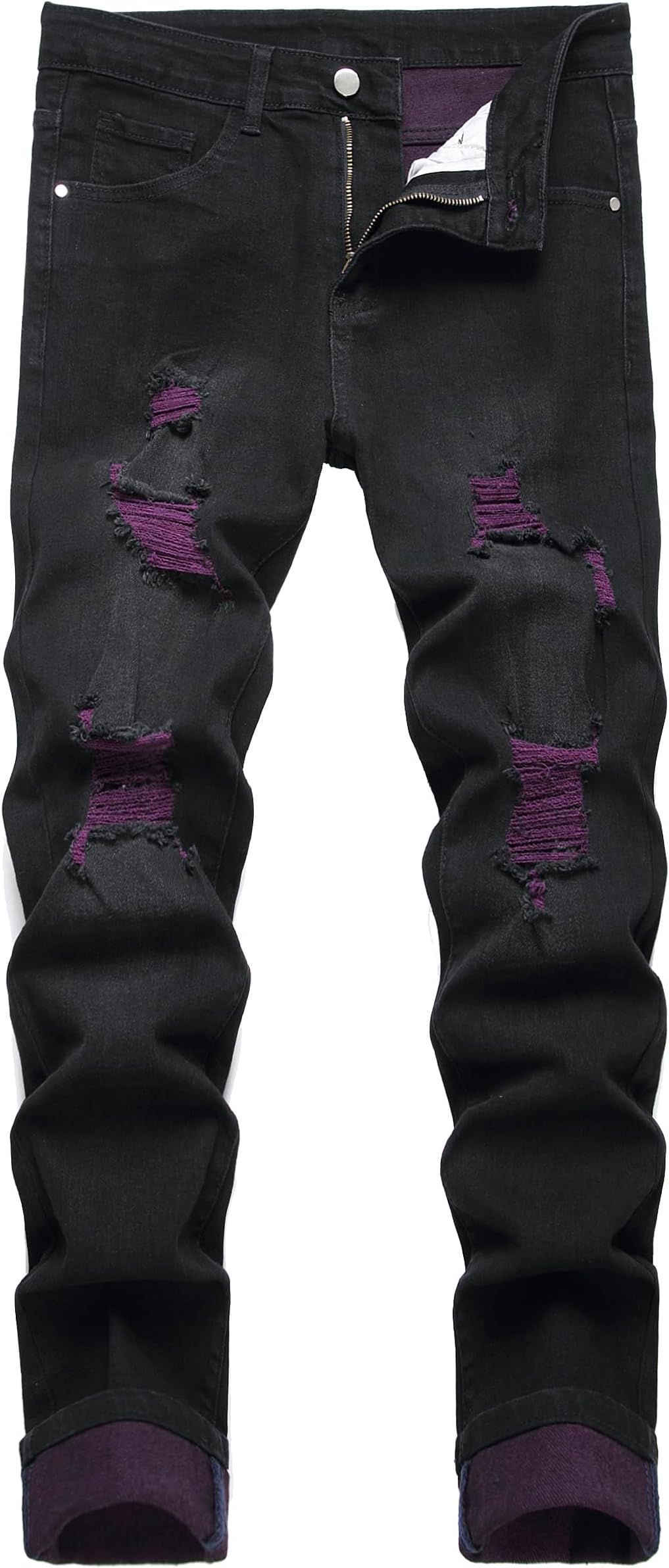Men's Slim Fit Stretch Jeans Ripped Skinny Jeans for Men, Fashion Distressed Straight Comfort Flex Waist Pants