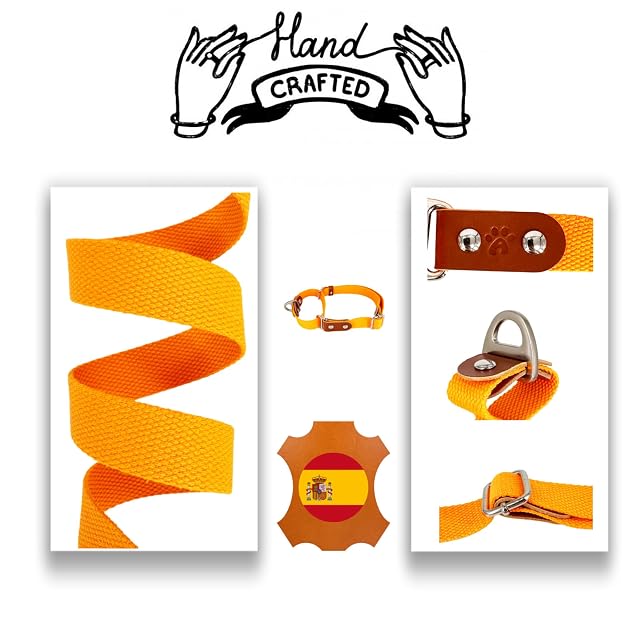 Foto 3 de 7 de Collar Martingale antitirones para Perros. Naranja & Coñac, L