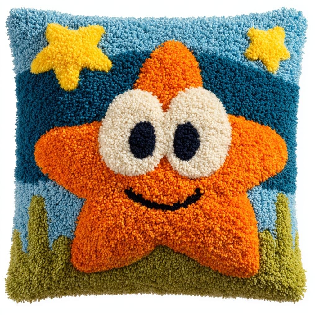 AxiangziK Latch Hook Cushion Kit 17x17in,Cartoon Stars