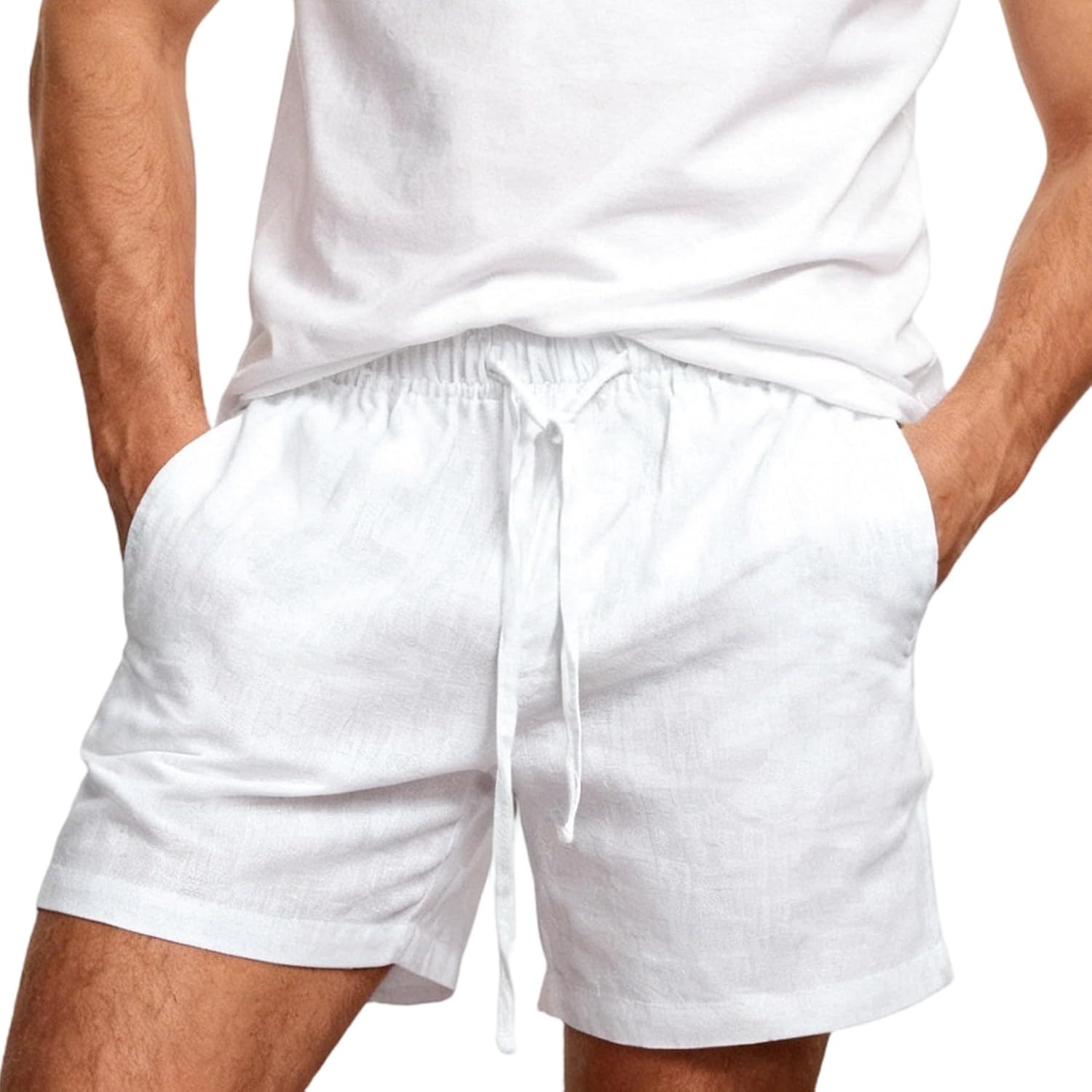 Amazhiyu Men' s 100% Linen Summer Floral Hawaiian Casual Drawstring Beach Shorts