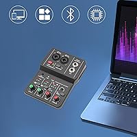 Vista 63 de Mini mezcladores de DJ de 5 canales, mezclador de audio en vivo, tablero de sonido con USB, interfaz de audio con 48 V Phantom Power Sonidos