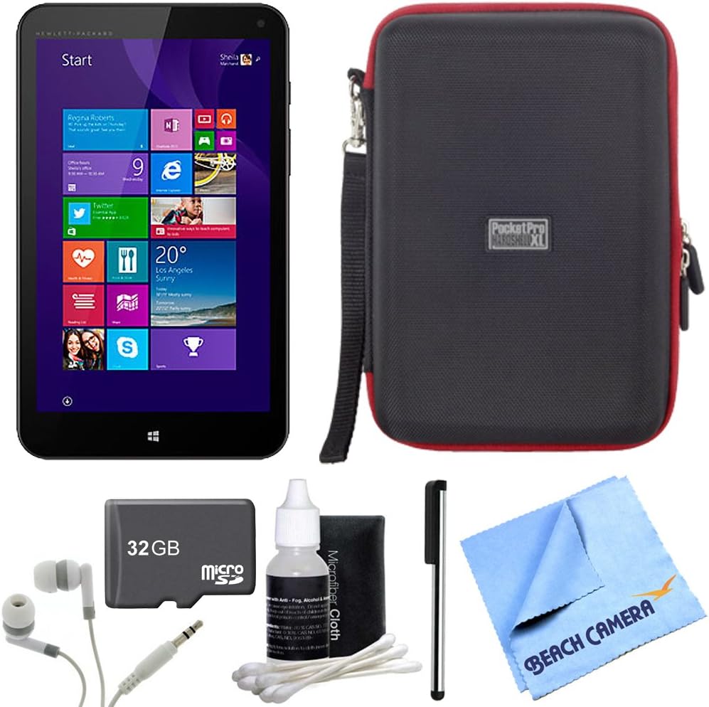 HP Stream 8 32GB Windows 8.1 LTE Tablet 32GB Bundle Includes 32GB Memory Card, Headphones, Stylus Pen with Pocket Clip, Cleaning kit, Hardshell case and Micro Fiber Cloth